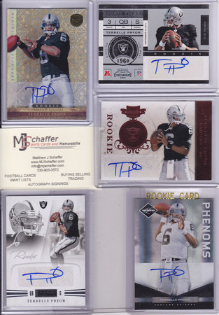 Terrelle Pryor 5 Card Autograph Lot