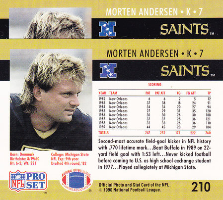 1990 ProSet Morten Anderson